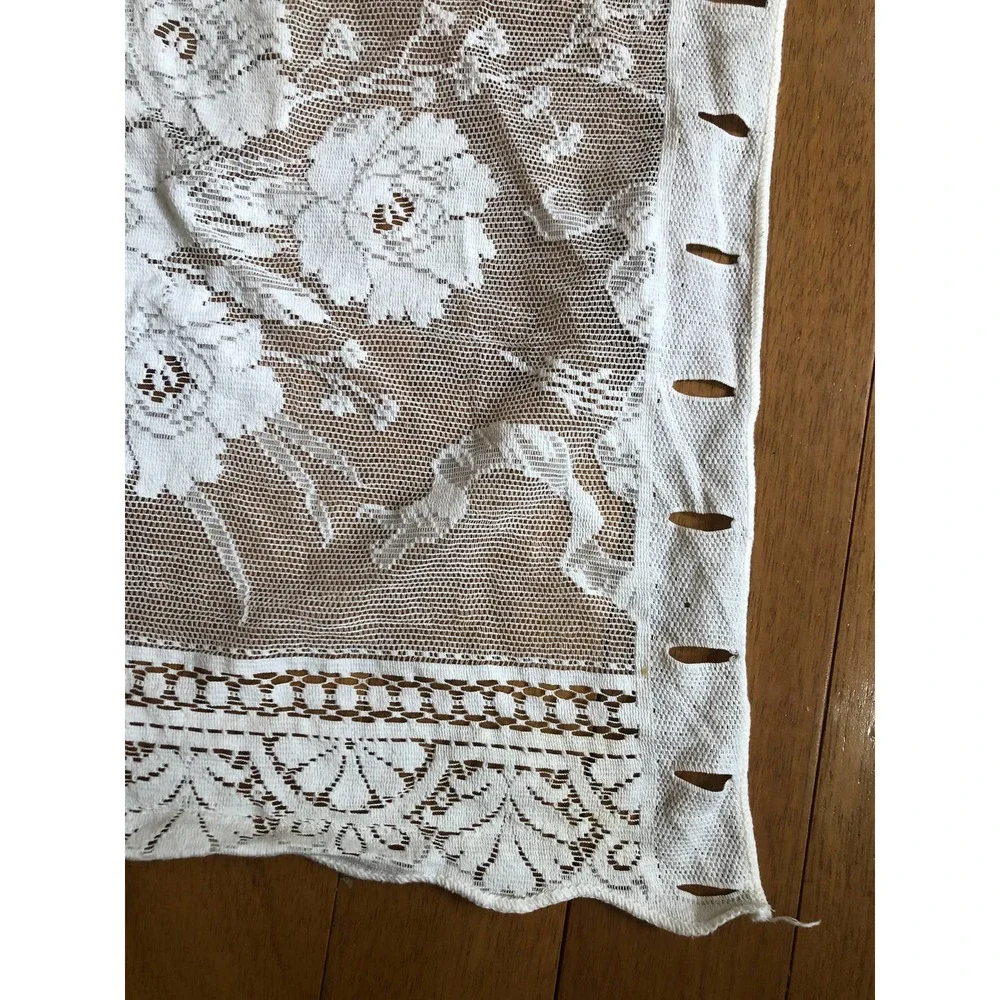 Vintage Lace Window Curtain Panel Romantic Cottage Floral 46
